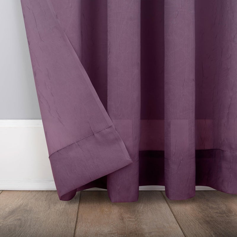 No. 918 Erica Crushed Sheer Voile Rod Pocket Curtain Panel, 51" x 63", Purple - Image 4